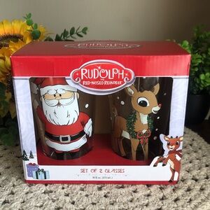 Bioworld Rudolph The Red Nosed Reindeer Glass Set